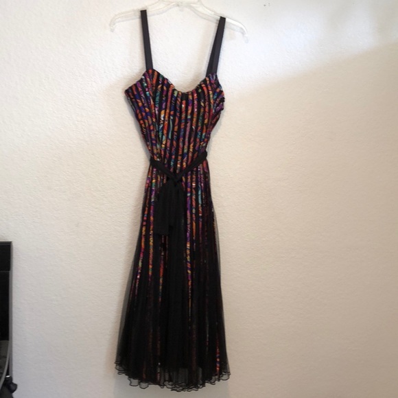 BoHo-Hippie Evening Dress, Psychedelic 60’s Print - Picture 5 of 9